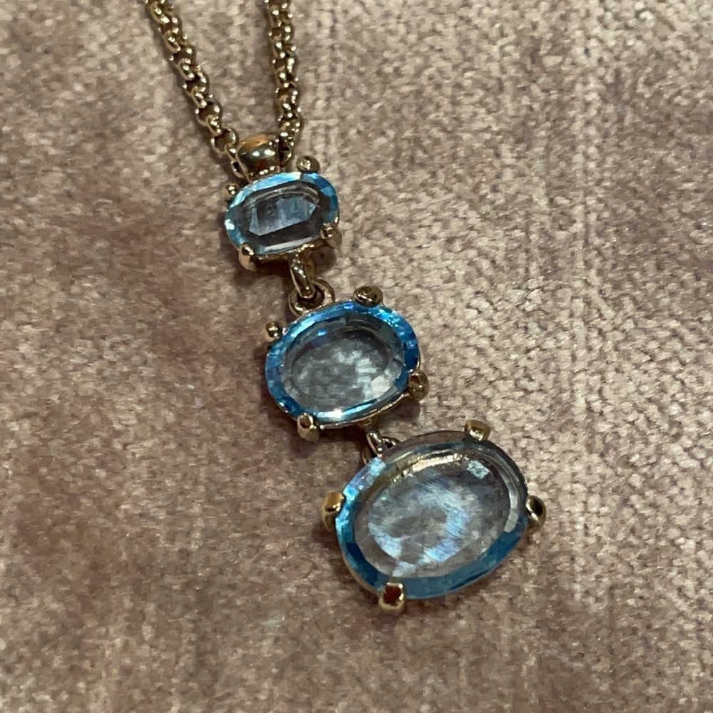 Blue Topaz  Triple Necklace